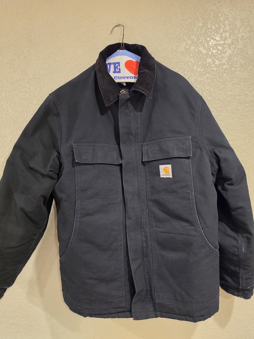 Carhartt Black Duck Canvas Work Jacket with Corduroy Collar